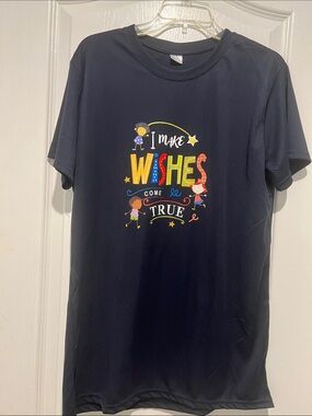 Graphic Short Sleeve Tee - Navy "I Make Wishes Come True" Jersey fabric size L